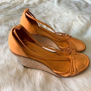 Ann Taylor Orange Cork Wedges size 9